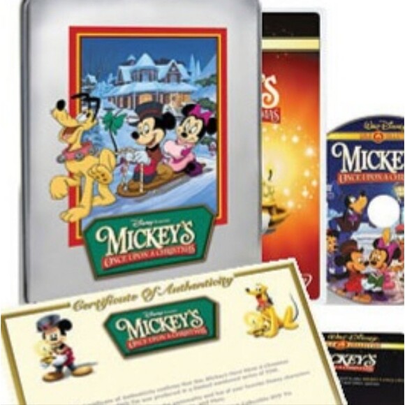 Disney Once Upon A Christmas DVD Tin & Large 18" Velvet Mickey Plush Gift Set - Picture 3 of 13